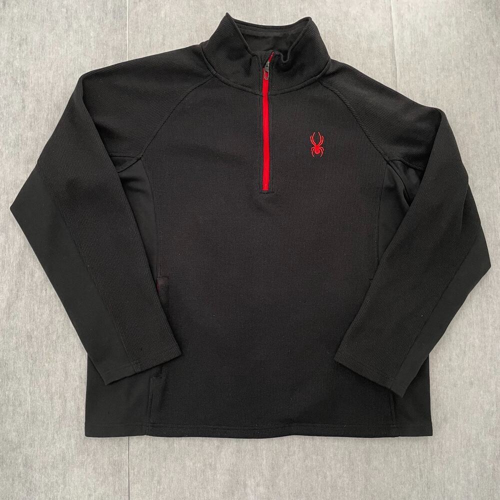 Spyder Jacket Adult Extra Large Black Red 1/4 Zip Pullover Mock Neck Mens XL